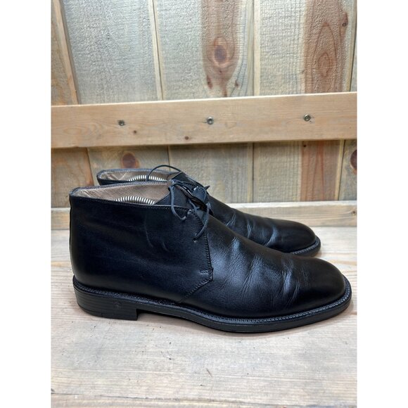 Salvatore Ferragamo Mens Leather Chukka Dress Boots Shoes Black Size 7D Luxury